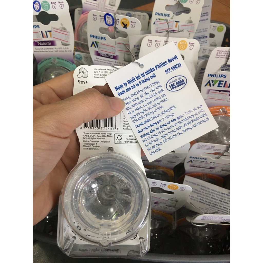 Núm Ty Philips Avent Natural cổ rộng đủ size chính hãng tem phụ