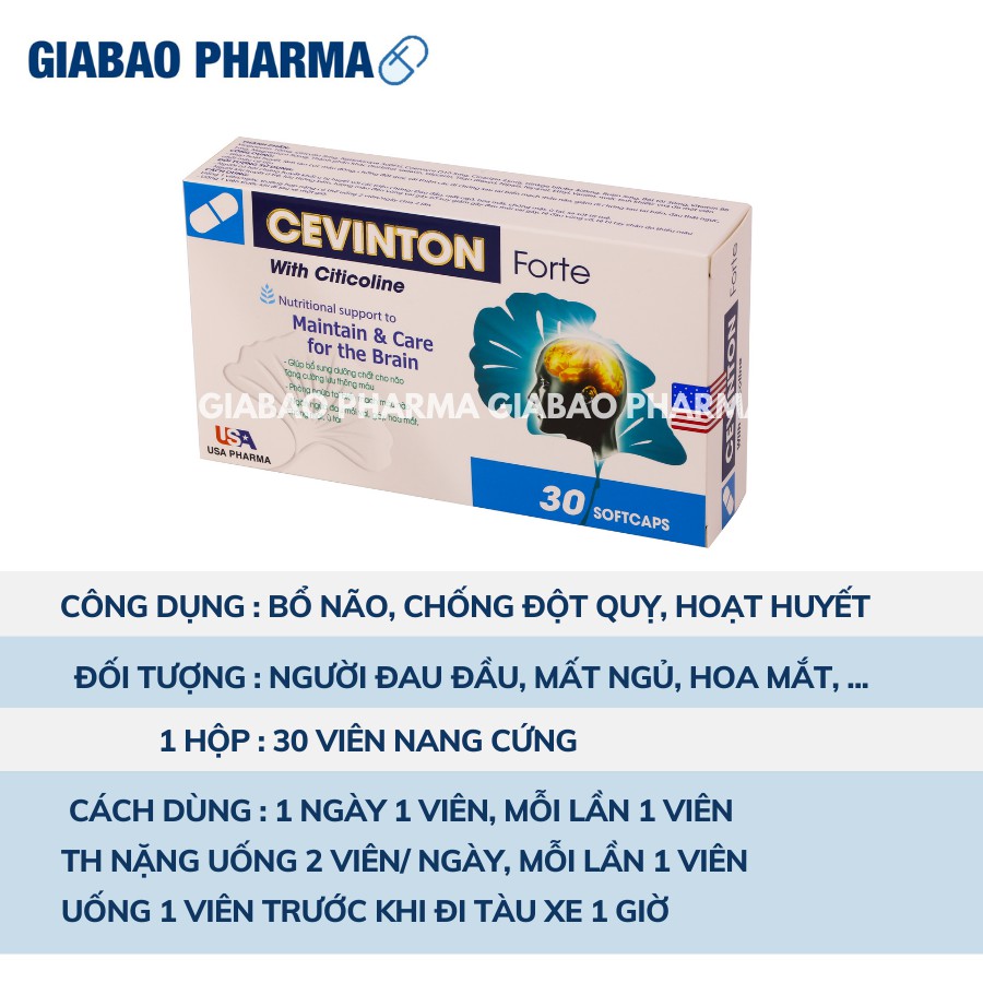 Viên uống bổ não CEVINTON ngừa tai biến mạch máu não, bổ não, tăng cường lưu thông máu