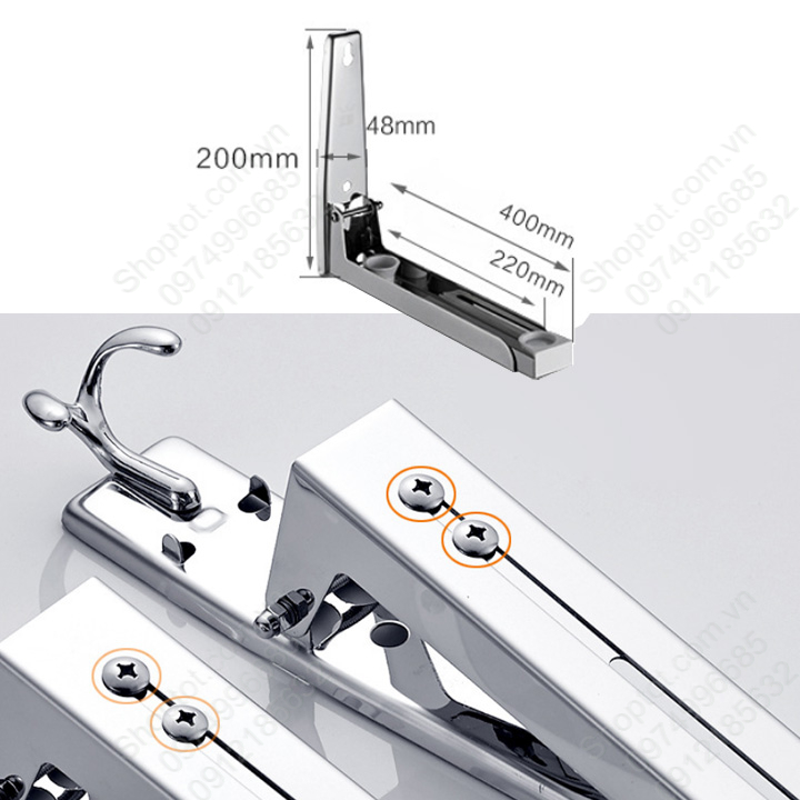 Giá để lò vi sóng treo tường thông minh inox 304, có móc treo, có thể gấp gọn