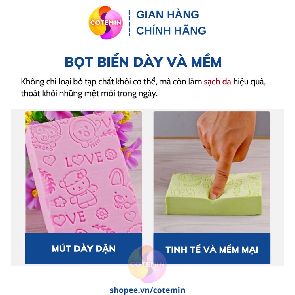 Miếng Mút Kỳ Ghét Hàn Quốc PORORO Siêu Mềm Mại Tẩy Da Chết Tạo Bọt Bảo Vệ Da Nhiều Màu Dễ Thương VECOM