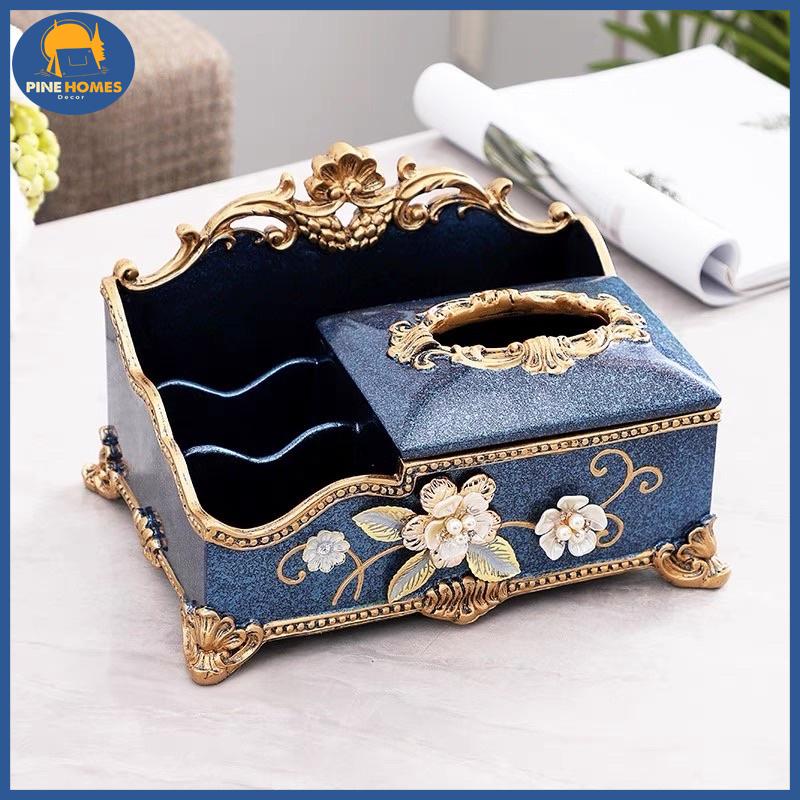 Hộp Đựng Giấy Xanh Lục Đính Hoa Nổi Bật Chất Liệu Mủ Nhựa Cây Cao Cấp