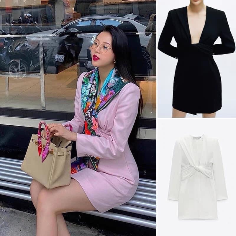 Váy Vest xoắn eo dáng công sở/ phong cách đường phố sang sịn có nàu hồng, xanh, đen, trắng