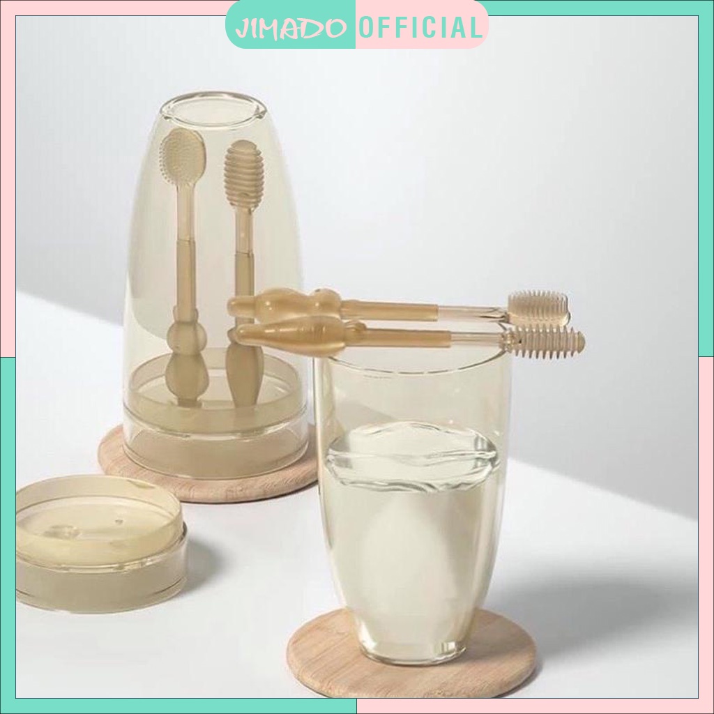 Bàn chải đánh răng silicon cho bé full bộ 3 sản phẩm gạc rơ lưỡi và matxa nướu an toàn tiện ích JIMADO S070