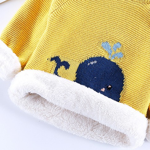 Áo len lót lông cho bé trai và gái, chất mềm mại, dày dặn, giữ ấm tốt cho bé, họa tiết cá voi xinh xắn | MA03