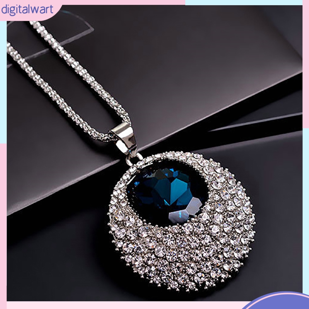 Vòng cổ dài mặt tròn đính đá phong cách vintage thời trang