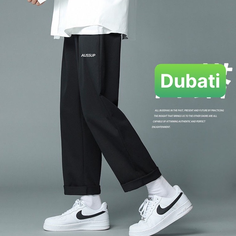 Quần baggy nam nữ Unisex ống rộng in chữ AUSSUP - Kiểu quần Kaki Nam Nữ Ống Suông Basic Unisex hot mùa hè - Dubatifashon
