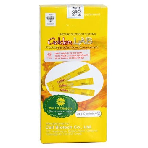 Men vi sinh Golden Lab-Hỗ trợ cân bằng hệ vi sinh đường ruột, giúp tăng cường tiêu hóa, giảm rối loạn tiêu hóa