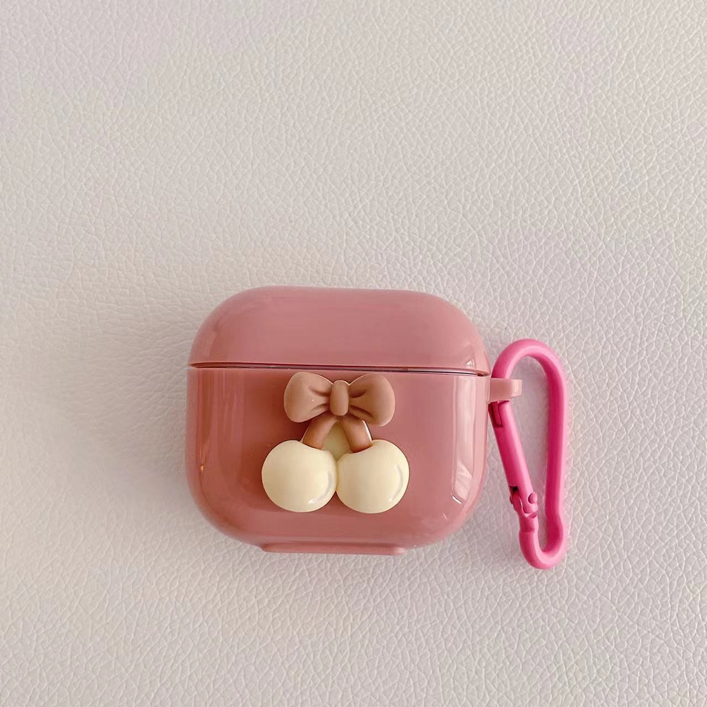 Vỏ Bọc tpu Mềm Bảo Vệ Hộp Đựng Tai Nghe Airpod 1/2 pro Kết Nối Bluetooth Hình Quả cherry Có Móc Khóa Mới