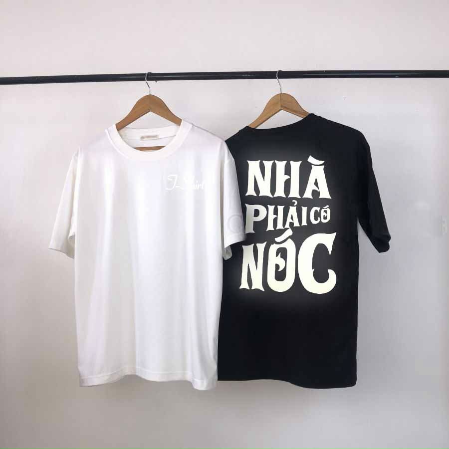 Áo thun phản quang tay lỡ nam nữ vải cotton - Nhàphảicó nóc