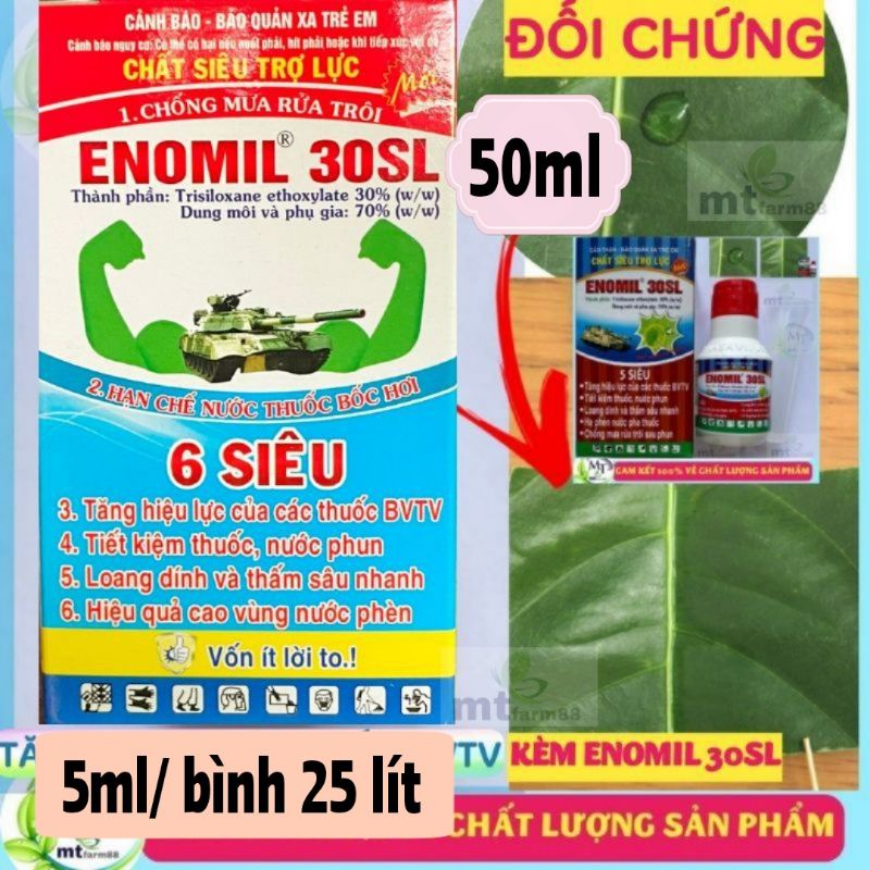 SIÊU TRỢ LỰC Enomil 6 SIÊU- TĂNG HIỆU LỰC THUỐC BVTV - SIÊU THẨM THẤU VÀ BÁM DÍNH CỰC MẠNH - CHỐNG RỬA TRÔI TRONG 30P