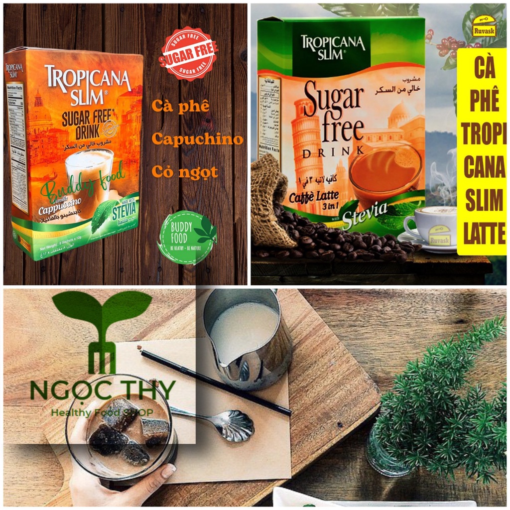 Cafe cà phê ăn kiêng không đường Cappuccino/Latte Tropicana Slim cho người ăn kiêng tiểu đường