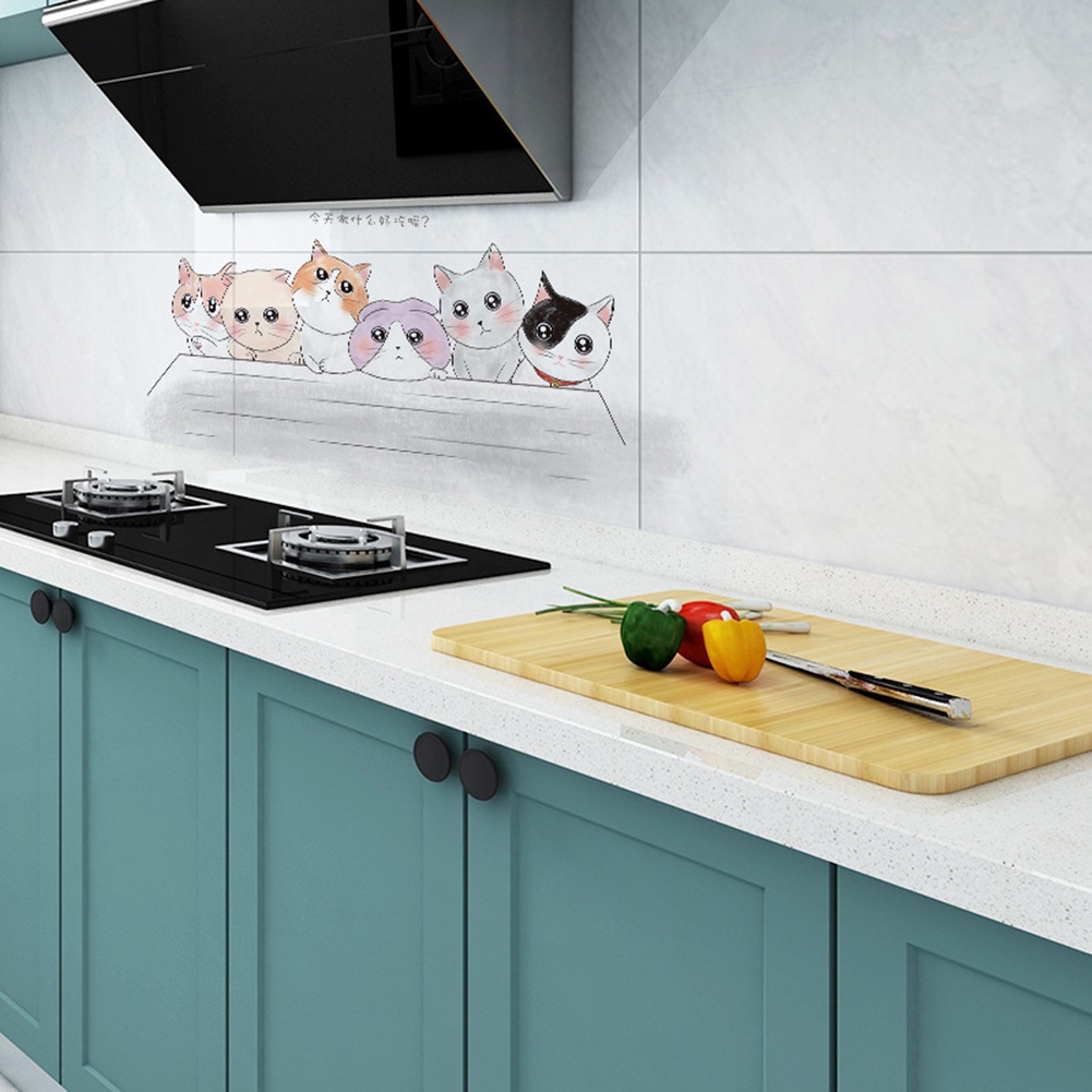 Miếng Dán Tường Trang Trí Hình Mèo Dễ Thương Chịu Nhiệt Chống Dầu Cho Nhà Bếp / Phòng Tắm