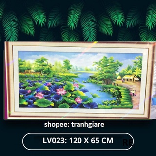 Tranh đính đá ao sen làng quê việt nam - lv023 - kt: 120*65 cm
