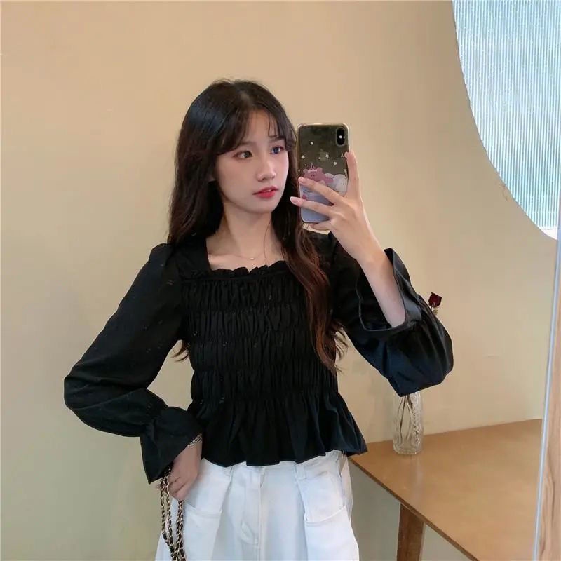 Áo Kiểu Cổ Vuông Tay Phồng Thời Trang Pháp 2022 Mới Mẻ Trẻ Trung Cho Nữ