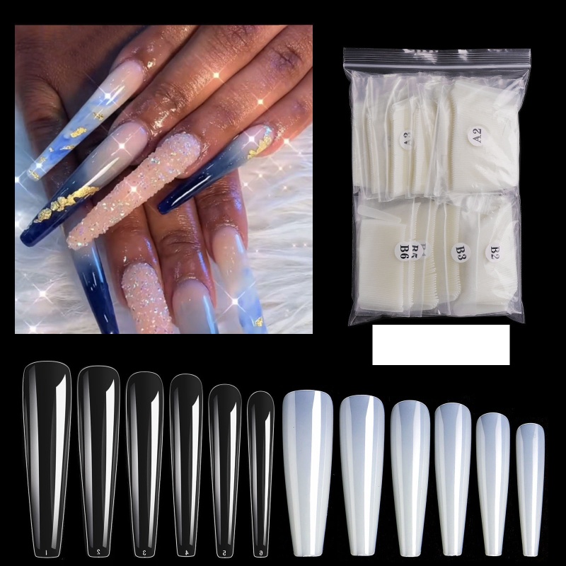 Set 500 Móng Tay Giả Acrylic Che Phủ Toàn Diện Chất Lượng Cao