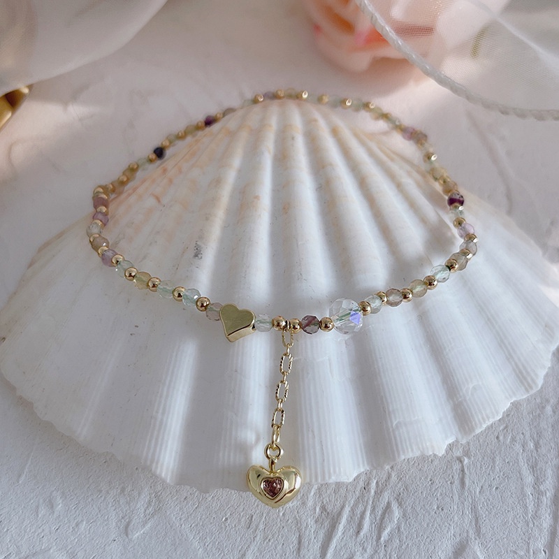 Lắc Chân Đính Đá Fluorite Nhiều Màu Sắc Kiểu Đuôi Cá/Hoa Thời Trang Mùa Hè Dành Cho Bạn Nữ