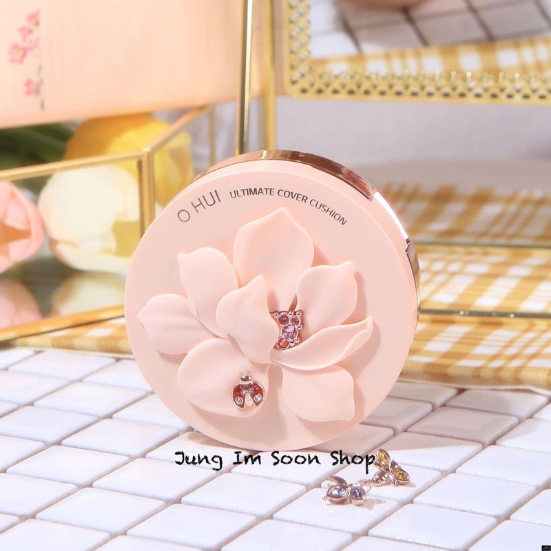 Phấn Nước Ohui Ultimate Cover Lifting Cushion Flower Edition SPF 50+/ PA+++ Bản Hoa hồng