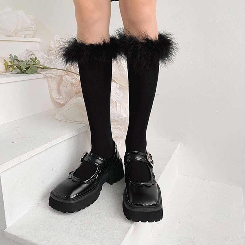 AROMA Tất Bắp Chân Cotton Dệt Kim Màu Sắc Đơn Giản