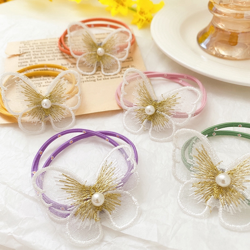 Dây buộc tóc hình bướm phối ngọc thiết kế dễ thương d2071305