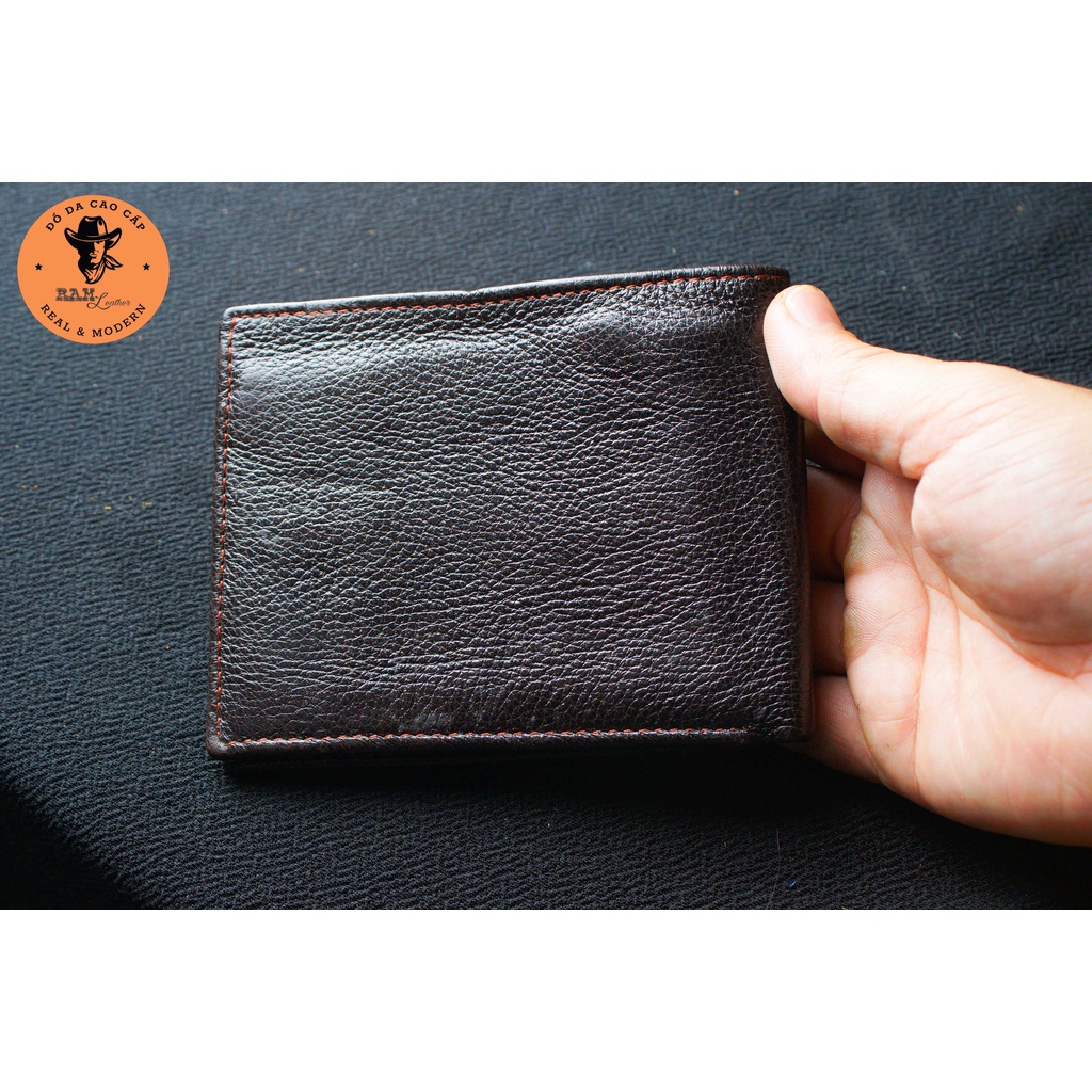 Ví nam da bò màu đen dáng ngang - RAM Leather
