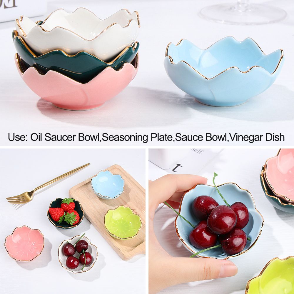 Chén đựng nước chấm/ gia vị mini bằng sứ hình hoa anh đào phong cách Nhật Bản độc đáo