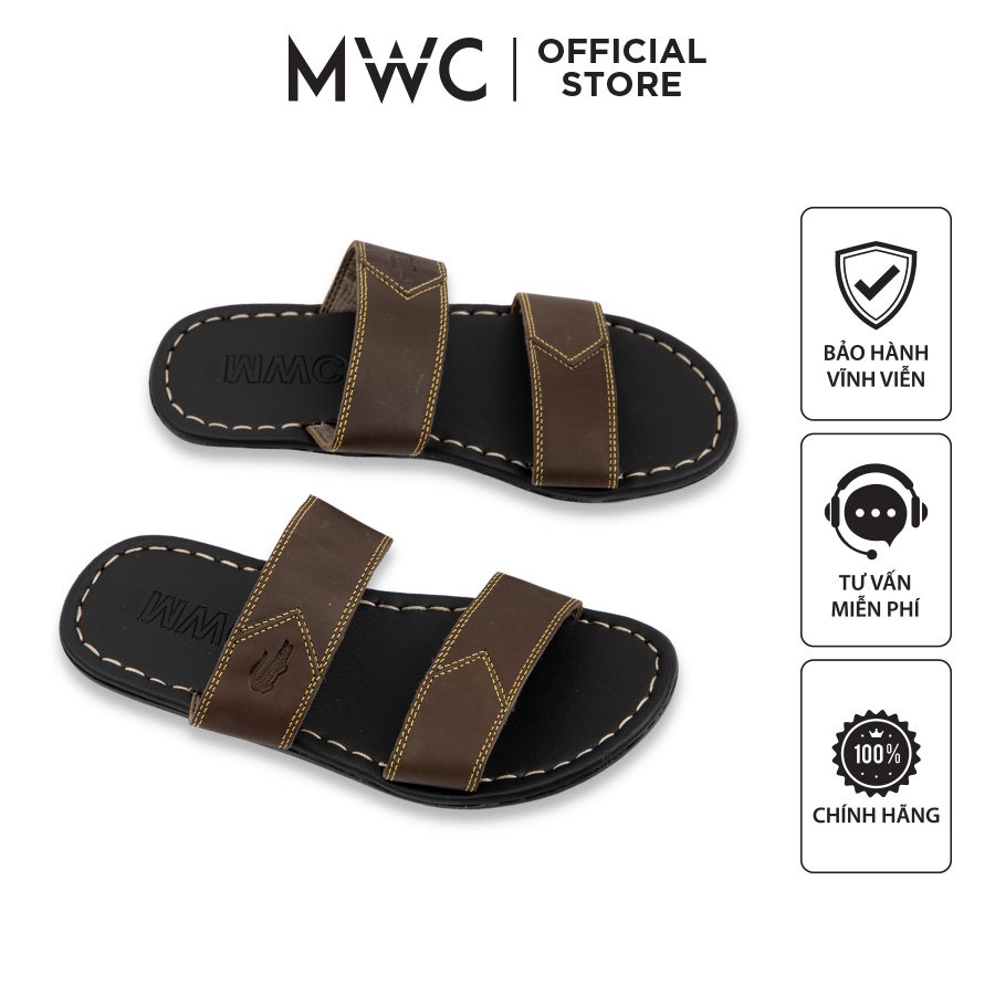 Dép MWC 7669 - Dép Nam Quai Ngang Chất Liệu Da Cao Cấp 2 Quai Kiểu Dáng Bền Đẹp, Đi Êm Chân, Mẫu Mới, Giá Tốt