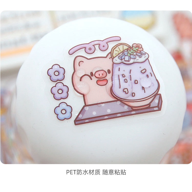 Peach 40Pcs Cute girl soda fountain food sticker Journal Scrapbook Decor Sticker