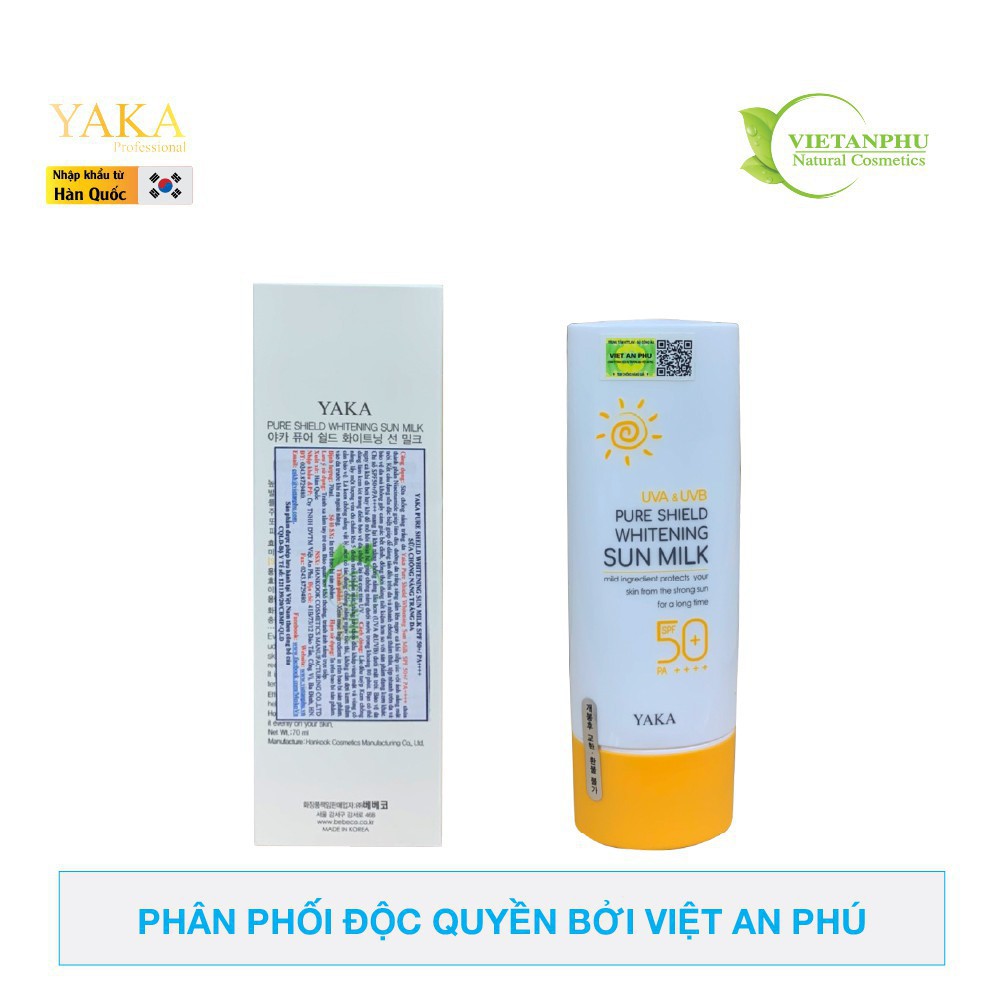 Kem chống nắng dưỡng trắng Yaka Hàn Quốc Pure Shield Whitening Sun Milk SPF 50+/ PA++++ | BigBuy360 - bigbuy360.vn