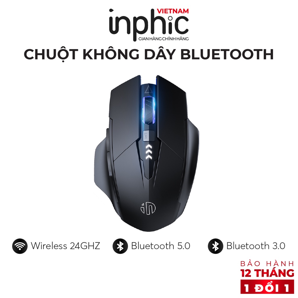 Chuột Bluetooth 5.0 + USB Wireless 2.4Ghz INPHIC M6 Pro Tương thích Windows MacOS Có Thể Sạc Pin Lại - Chính Hãng