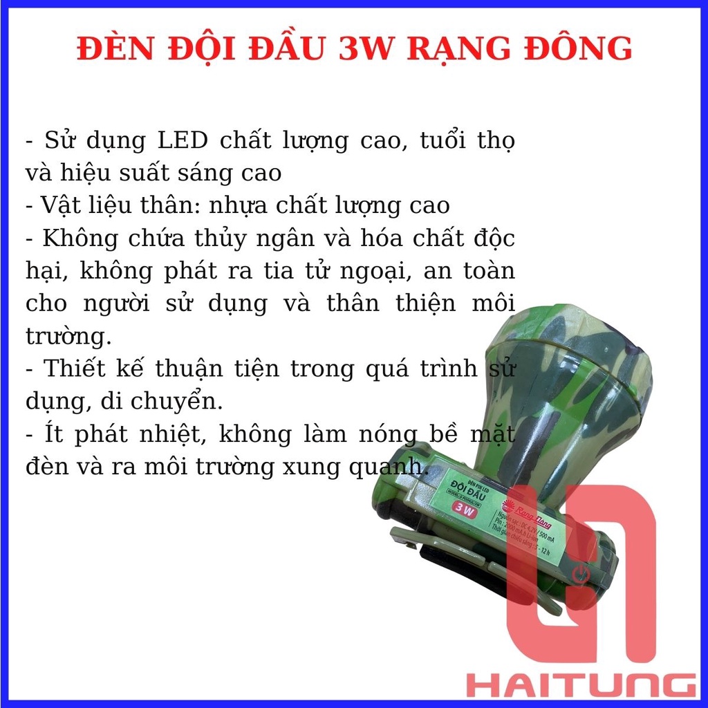 Đèn Pin Led Đội Đầu 3W Rạng Đông. Đèn Đội Đầu Soi Ban Đêm. Đèn Led Siêu Sáng. Pin Cực Trâu 5-12H