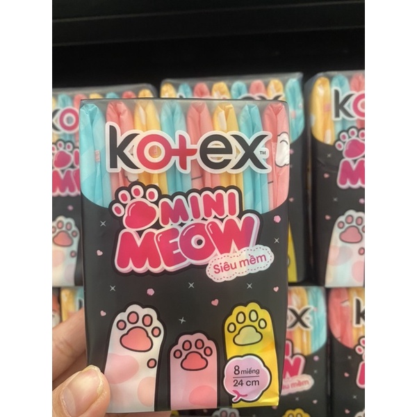 ( date mới )Băng vệ sinh Kotex Mini Meow 24cm 8 Miếng