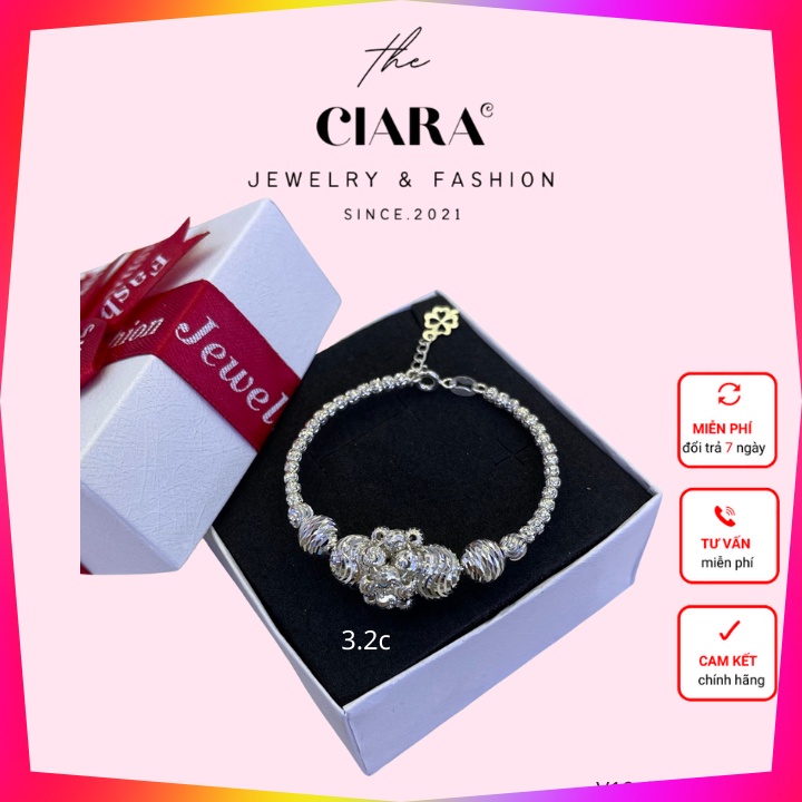 Vòng Tay Bi Bạc Nữ ✨𝐌𝐀̂̃𝐔 𝐇𝐎𝐓✨ Lắc Tay Bi Nữ Phay Sáng Charm Hạt Châu Bạc Cao Cấp CIARA - Thiết Kế Sang Trọng, Quyến rũ