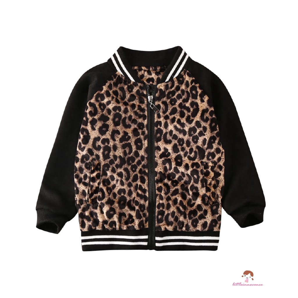 ❤XZQ-Girls Outwear Toddler Baby Girls Leopard Printed Zipper Coat Jacket Casual Outfits