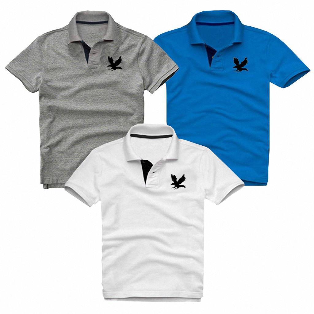 Áo Thun Nam Cổ bẻ Logo Thêu Sắc Xảo Chuẩn Men-combo 3 áo ( T-Đ-XD-XAMĐ ) - EZA