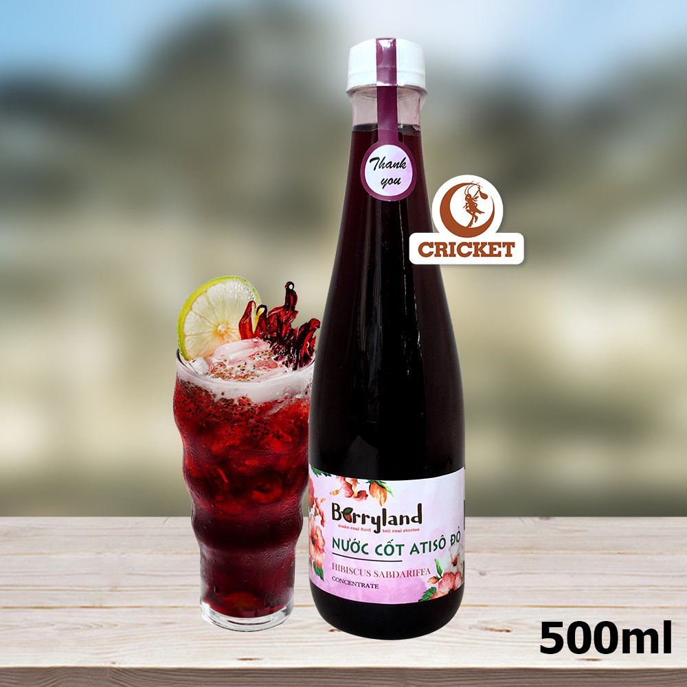 Nước cốt hoa Atiso đỏ BerryLand - Chai 500ml - Đặc sản Đà Lạt - Nước giải khát vị chua ngọt, 100% từ tự nhiên