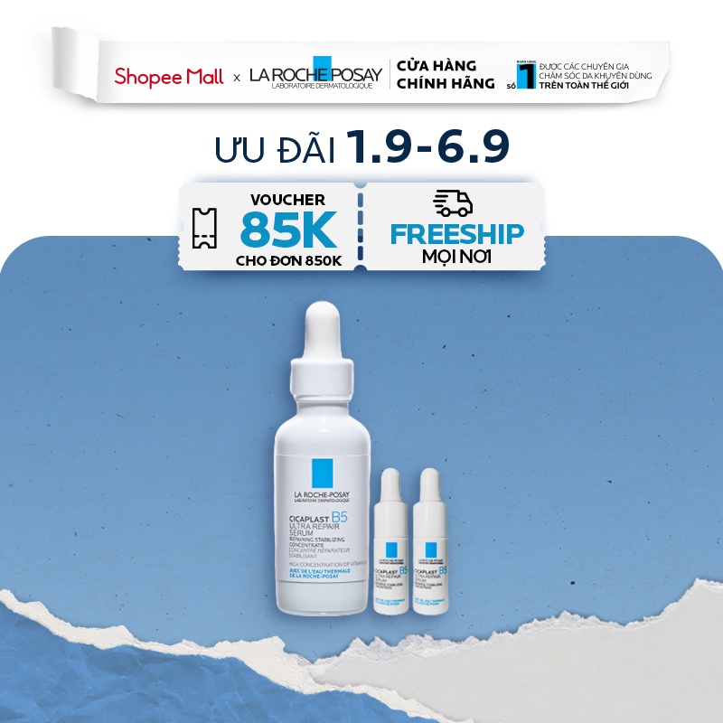 Bộ dưỡng chất giúp phục hồi, cấp ẩm & hỗ trợ tái tạo hàng rào bảo vệ da Cicaplast B5 Ultra Repair serum 30ml
