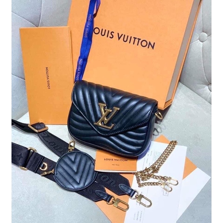 Set 2in1 túi đeo chéo Lv new wave kèm túi tròn nhỏ Da mềm mịn Fullbox size 20