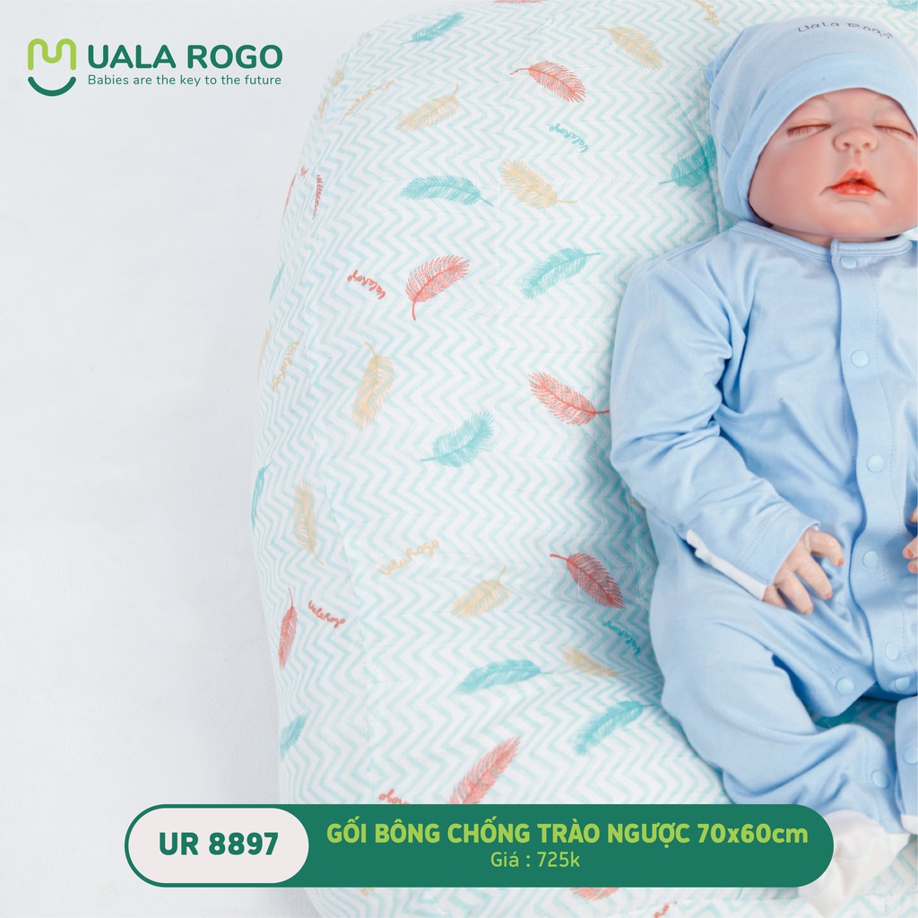 Gối bông sơ sinh chống trào ngược UalaRogo KT: 70x60cm UR8897