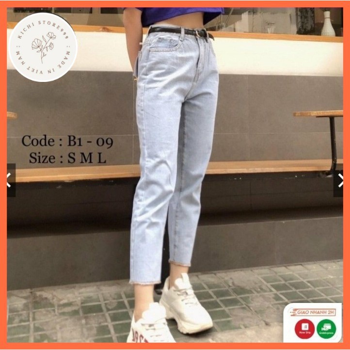 Quần Jean Baggy ông suông cao cấp nữ Kichistore , Quần Baggy thời trang cao cấp nữ M09