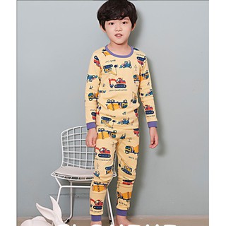 Bộ pijama dài tay bé trai Work Car 100% cotton - Olomimi Hàn Quốc