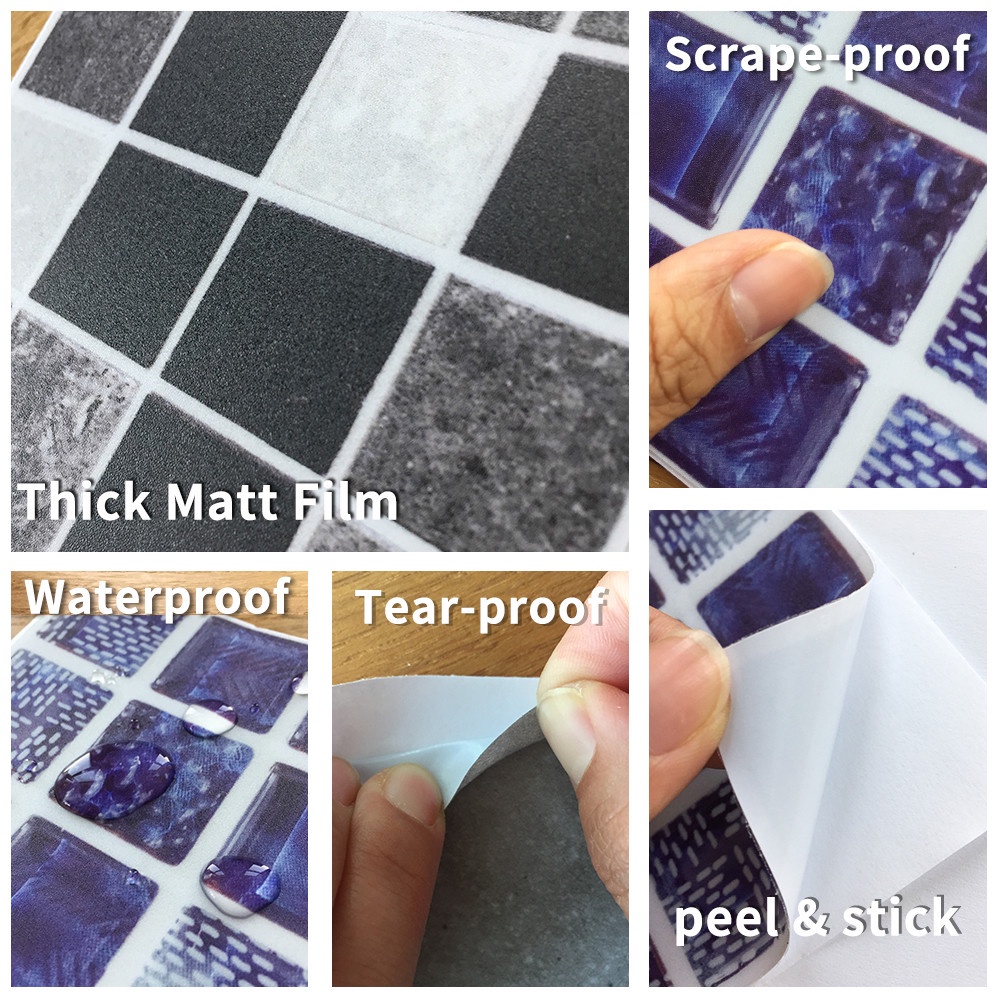 Miếng Dán Sàn Nhà Họa Tiết Gạch 3D Tự Dính Chống Thấm Nước Chống Trượt Trang Trí Nhà Bếp DIY