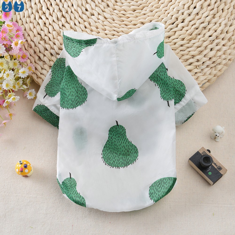 Áo Mưa Chống Nắng Dạng Hoodie In Họa Tiết Trái Cây 27 Món Cho Cún Cưng