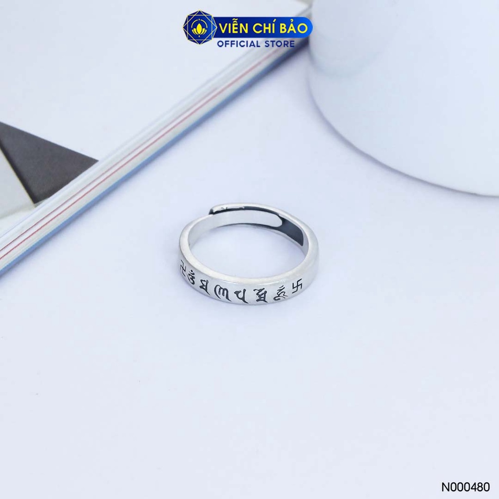 Nhẫn bạc nữ Lục tự chân ngôn bạc Thái 925 thời trang phụ kiện trang sức nữ thương hiệu Viễn Chí Bảo N000480