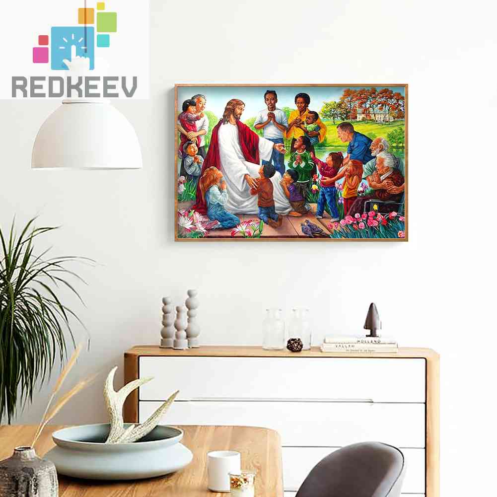 Bộ Tranh Đính Đá Tròn Toàn Diện Họa Tiết Chúa Jesus Độc Đáo DIY