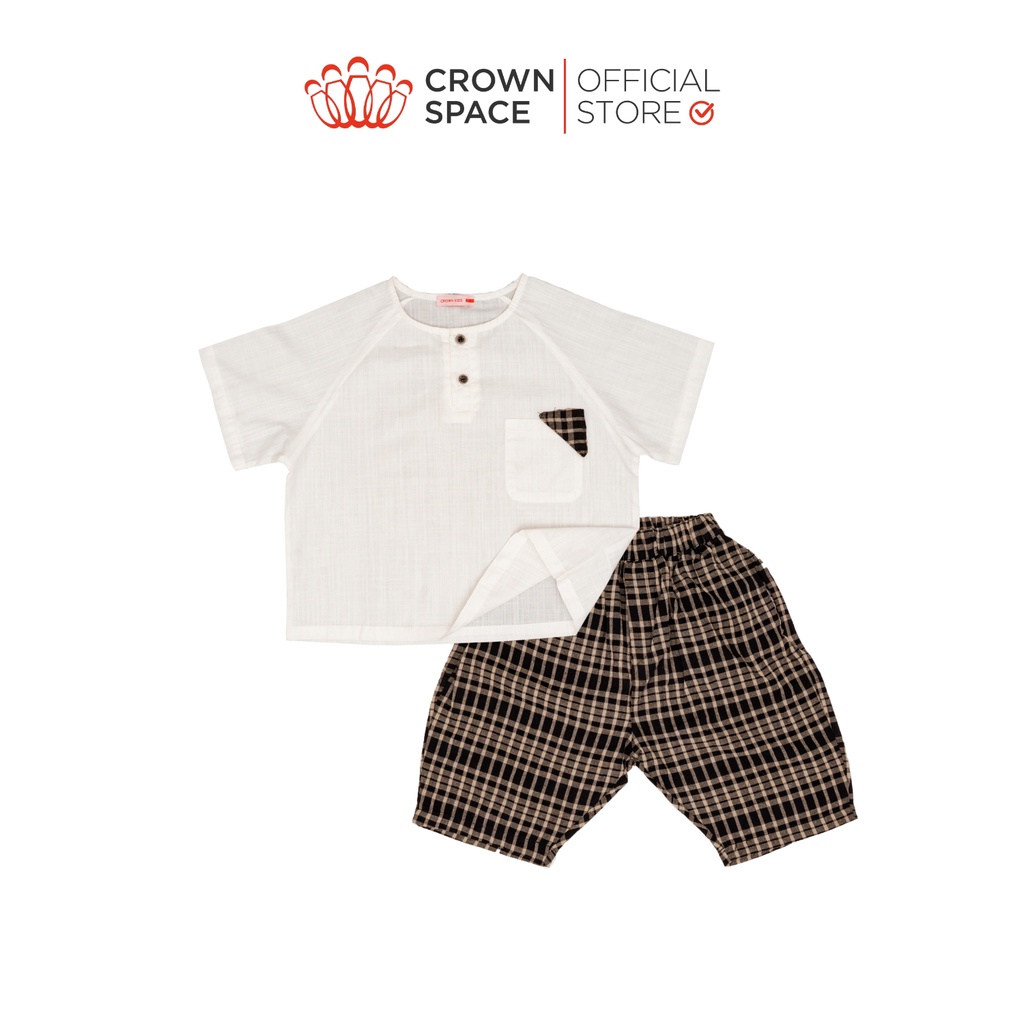 Bộ quần áo cộc đi chơi đi học cho bé trai Crown Space CKBS2920815 size 19-33kg thoáng mát lịch sự