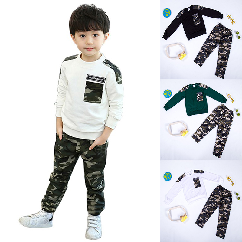 Set Áo Thun Tay Dài Hoạ Tiết Rằn Ri + Quần Dài Cho Bé