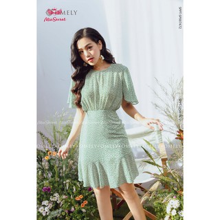 Váy Tay Bèo Hoa Nhí Xanh Nền Trắng