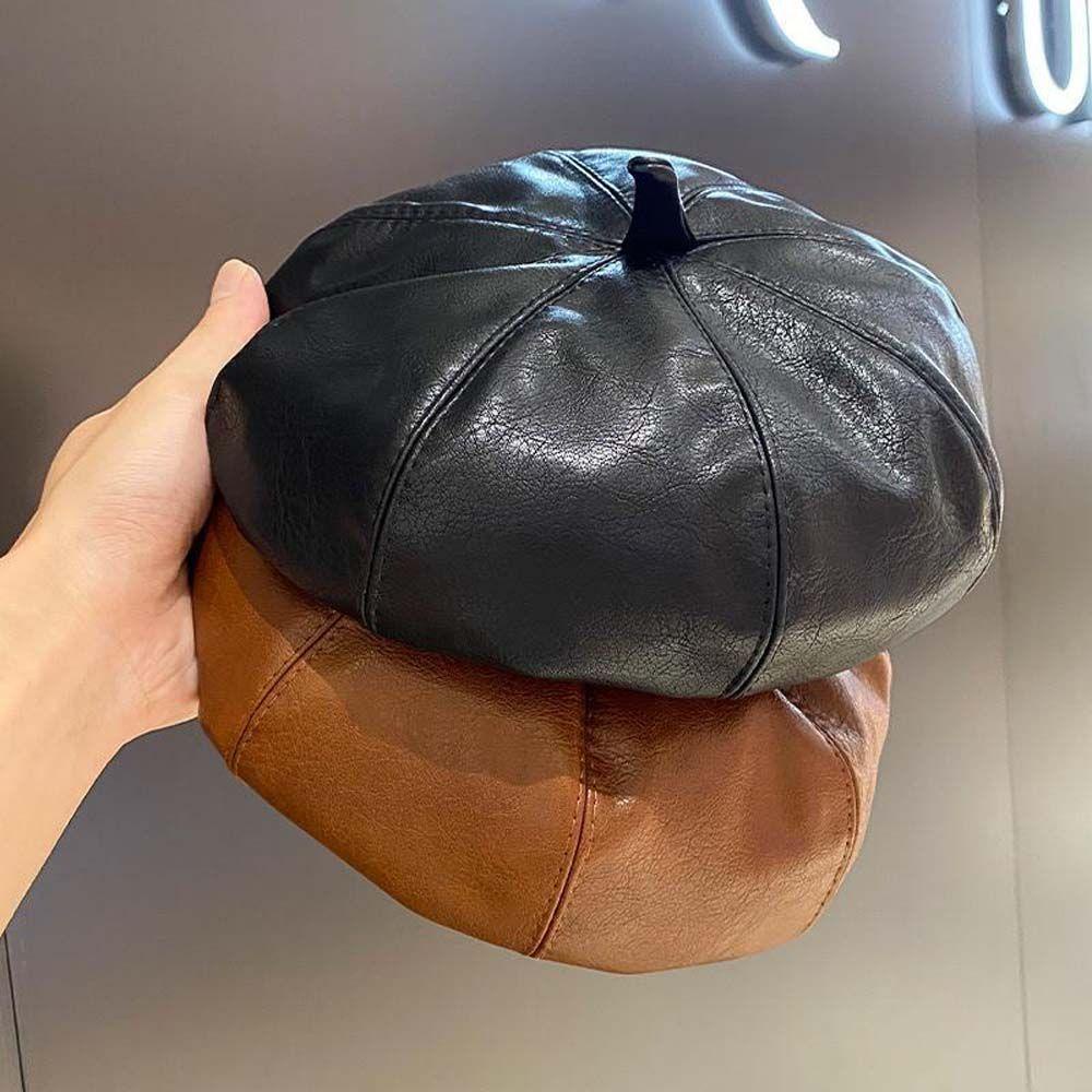 Mũ Nồi Da PU Lấp Lánh Thời Trang Thu Đông Cho Nữ