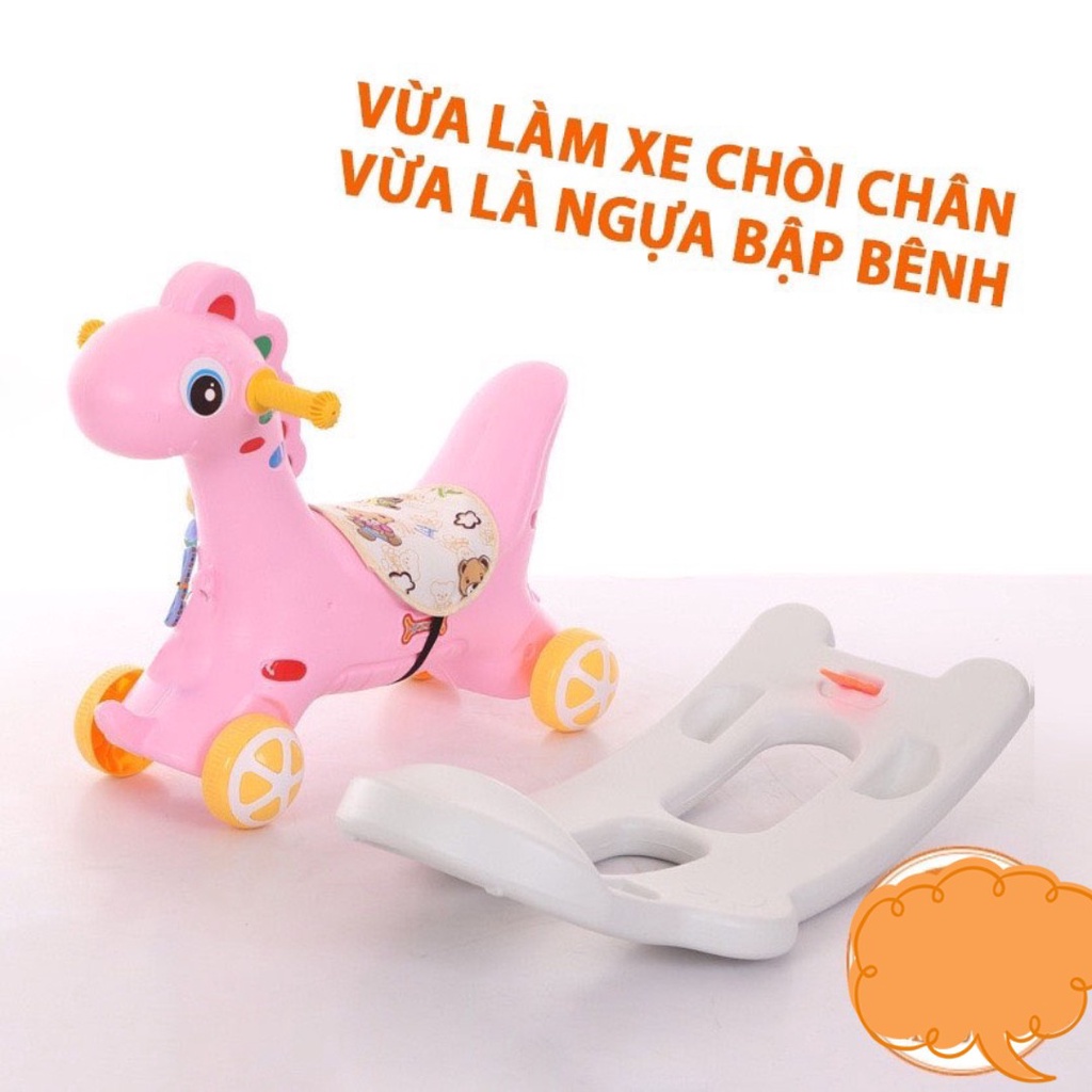 NGỰA CÓ CẦN ĐẨY - NGỰA BẬP BÊNH CAO CẤP - CÓ NHẠC, ĐÈN VÀ BÁNH XE