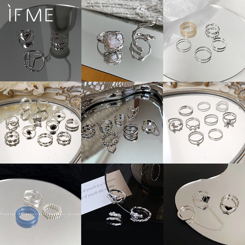 IF ME Bộ nhẫn hở   kiểu trái tim/ bướm đính ngọc trai thời trang cho nữ